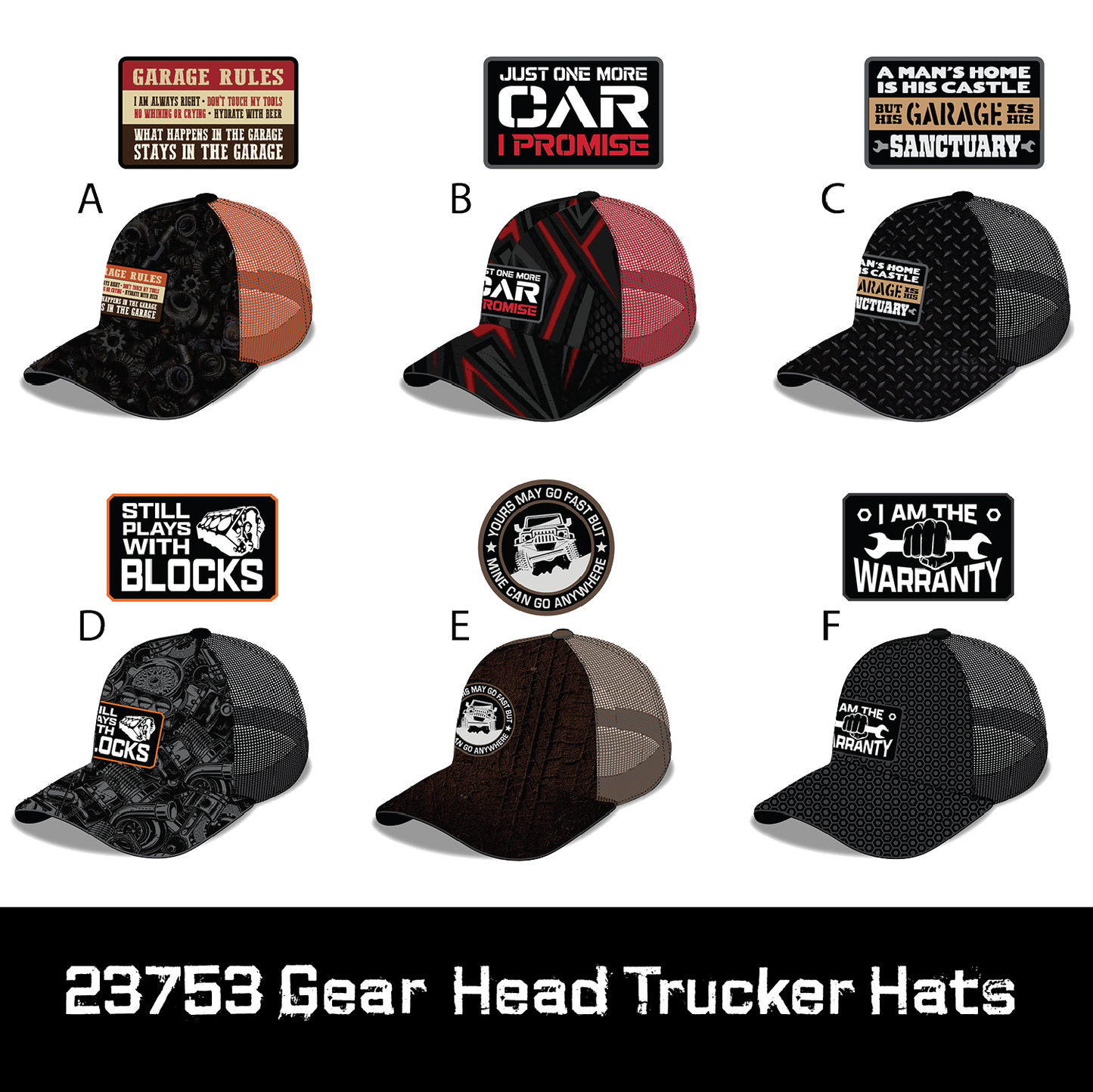 Trucker Baseball Hat Gear Head Hat
